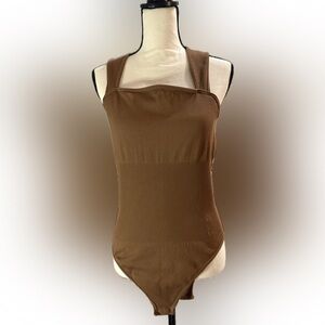 OQQ Brown Ribbed Bodysuit Size XXL
